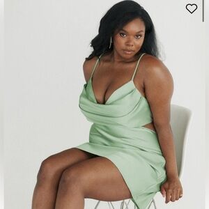 Jemma Sage Green Mini Dress- Curve